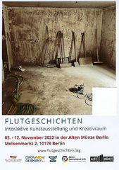 Ausstellungsflyer Flutgeschichten in Berlin